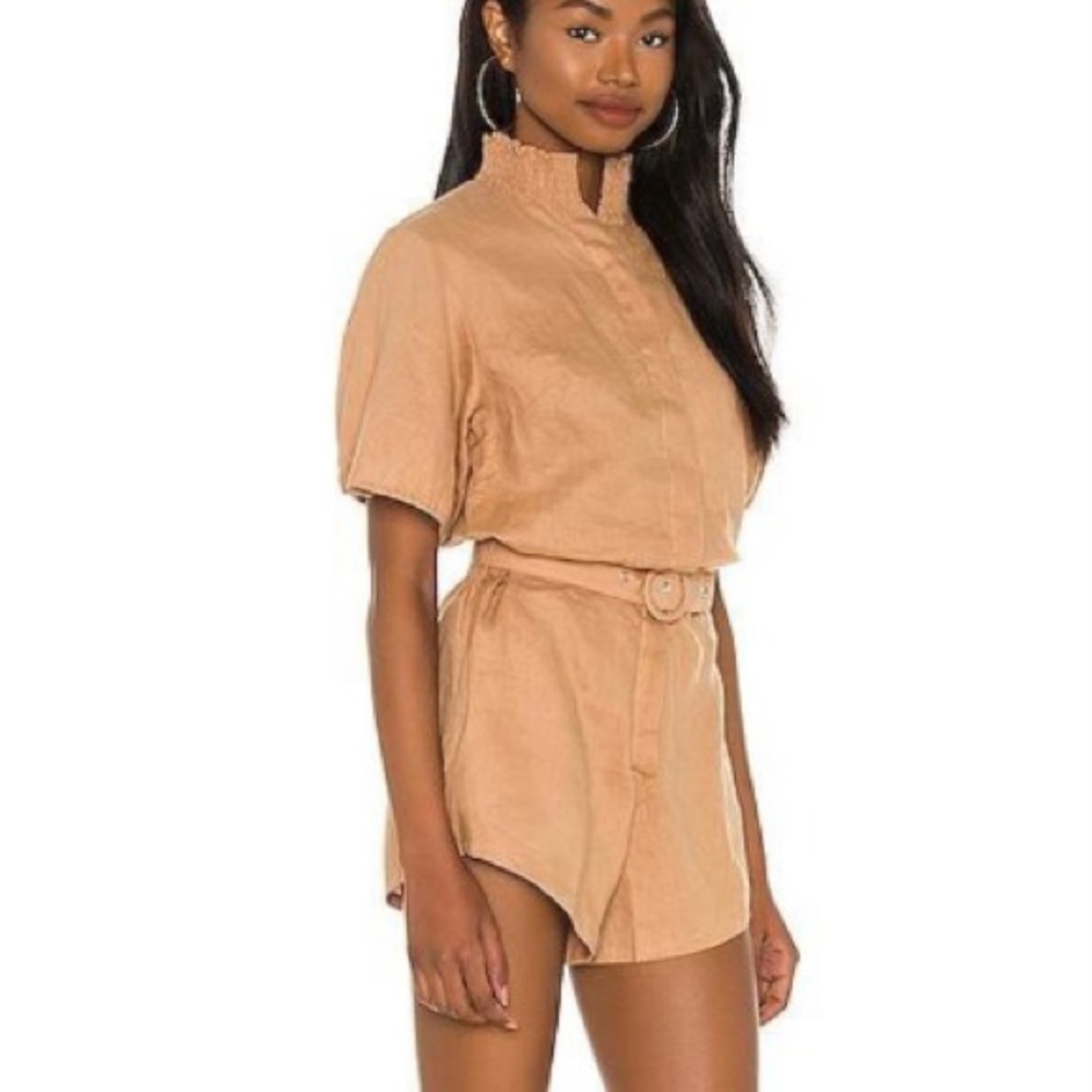 NWT! SWF x revolve tan linen romper.